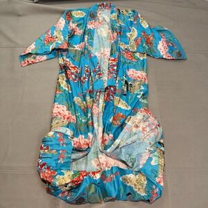 KICHIBAN Women Blue Floral Asian Japan Kimono Geisha Cherry Blossom 3L/50-5152
